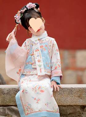 儿童格格服新款女童古装清朝宫廷风改良旗袍仙公主裙舞台表演服