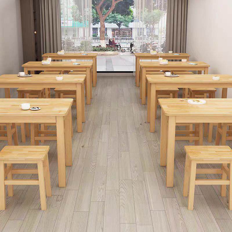 全实木快餐桌椅家用小户型面馆小吃店大排挡早餐桌椅组合长方形台
