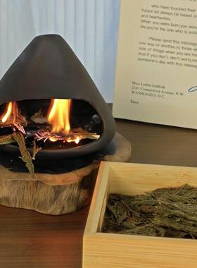 香薰小壁炉圣木托 托盘Palo Santo雪松香薰炉鼠尾草薰香炉燃烧盘