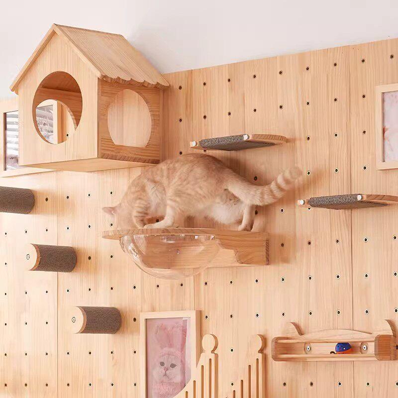 猫形爬梯子diy自制壁挂式不占地节约空间洞洞板猫爬架小猫咪玩具