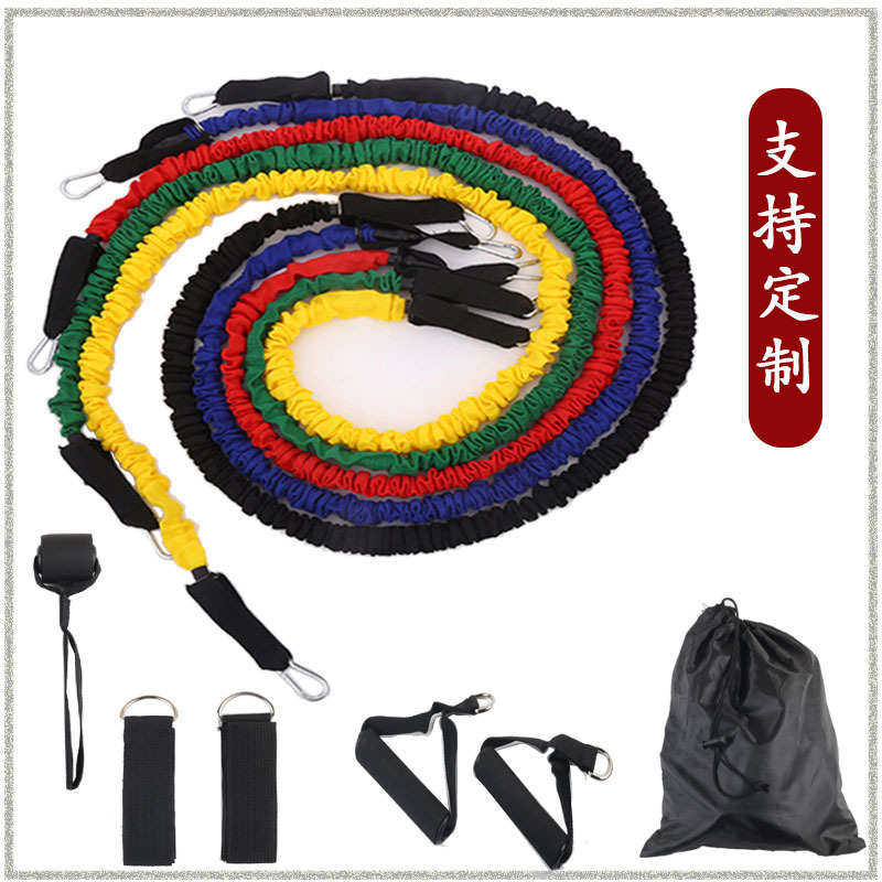 厂家直供伸缩布套防断款11件套乳胶拉力绳拉力器弹力带训练套装,运动/瑜伽/健身/球迷用品,握力器,淘宝优惠券,粉丝福利购,淘宝优惠卷