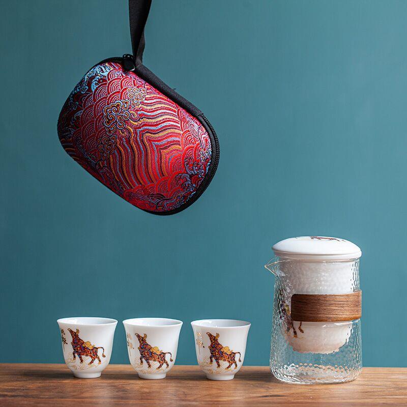 正品快客杯单旅行功夫茶套水装便携式包一具壶人三杯户外茶分离泡