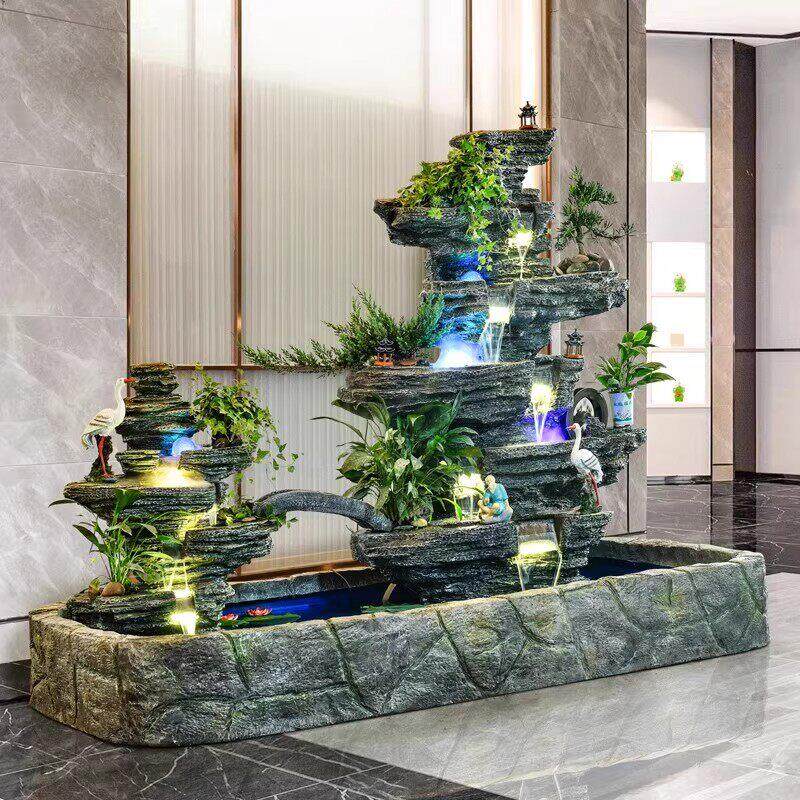 大型假山流水喷泉摆件户外庭院循环风水轮鱼池别墅装饰花园造景池