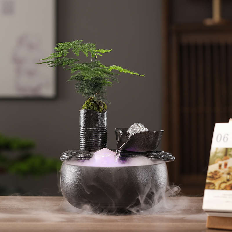 陶瓷小型流水摆件循环鱼缸自动循环猫咪饮用水器桌面办公室招财