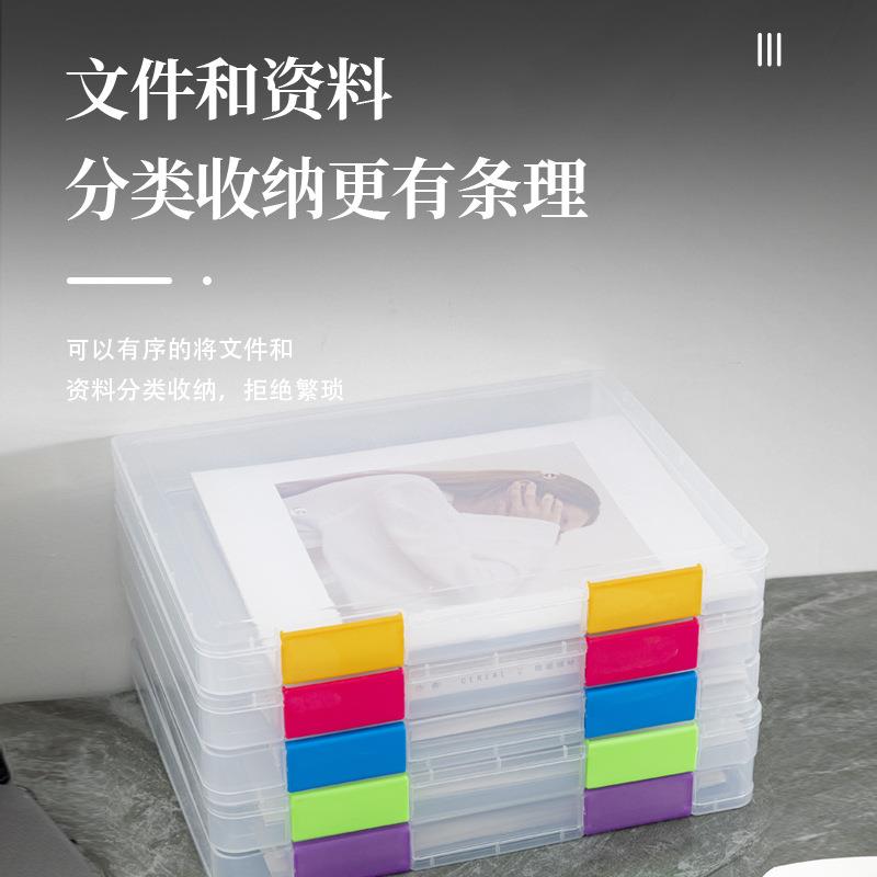简约桌面资料A4文件盒A5纸收纳盒透明塑料票据整理盒办公学生用品