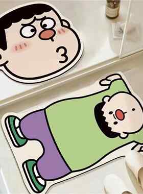 现货胖虎多啦A梦硅藻泥风格地垫浴室地垫玄关入户门垫两件套
