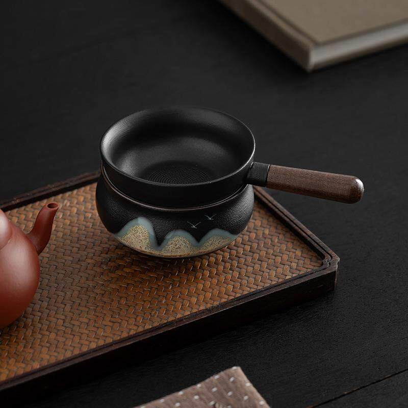 万里江山茶漏陶瓷茶滤茶叶分离过滤网滤茶器泡茶神器桌面茶台摆件