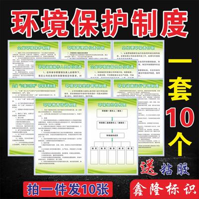 环境保护管理制度 企业环保管理车间安全标语安监环保检查警示牌