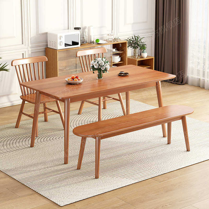 全实木餐桌家用小户型吃饭桌樱桃木色餐桌椅组合长方形原木色桌子,住宅家具,实木餐桌,淘宝优惠券,粉丝福利购,淘宝优惠卷