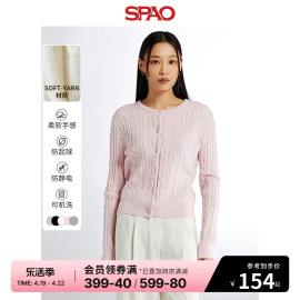 spao韩国同款2024年春季女士长袖，圆领开衫毛衣spcke12w02