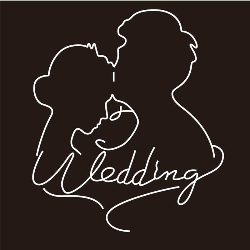 婚礼logo情侣头像人像剪影霓虹灯发光灯牌婚庆求婚布置背景装饰