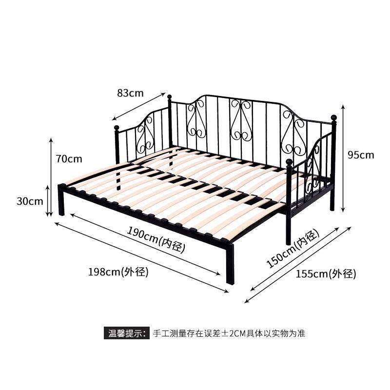 欧式铁艺沙发床折叠两用经济型可推拉床铁床简约单人沙发床小户型