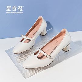 Quicheshoes/蛋卷鞋2023春夏粗跟丁字扣带玛丽珍单鞋EQS-2102