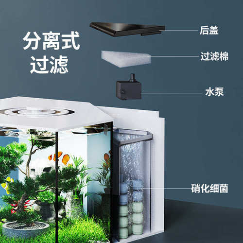 超白鱼缸造景生态桌面金鱼缸亚克力迷你小型客厅免换水家用水草缸