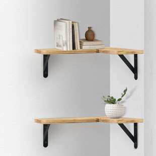 跨境壁挂式置物架浴室厨房木板悬浮储物架隔板多功能收纳架