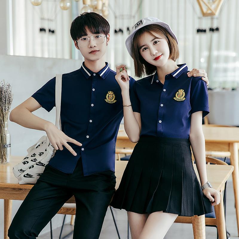 正品美发服师理发店发型师K酒吧TV身务员工作服男女式修短袖衬衫