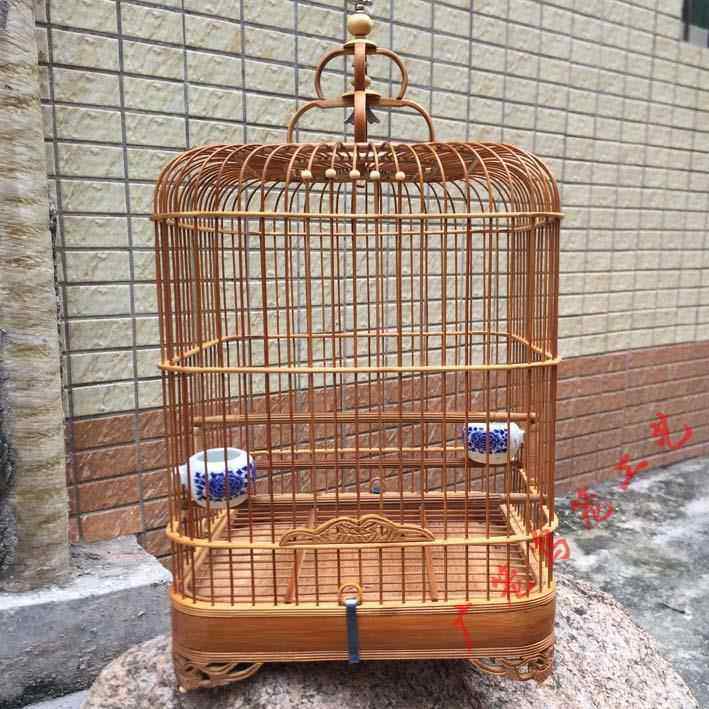高档清远金青笼方思相鸟绣眼竹笼石笼燕鸟形雕花老笼广小竹鸟笼子