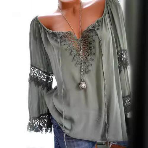 One shoulder cotton linen lace lace lace tied long sleeved