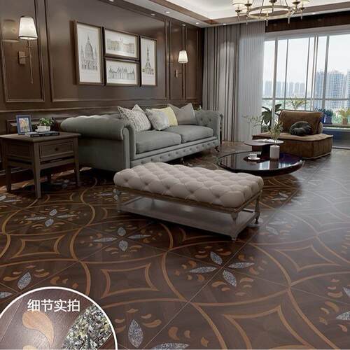 法式复古地砖800x800客厅精雕木纹砖卧室仿实木拼花地板防滑瓷砖