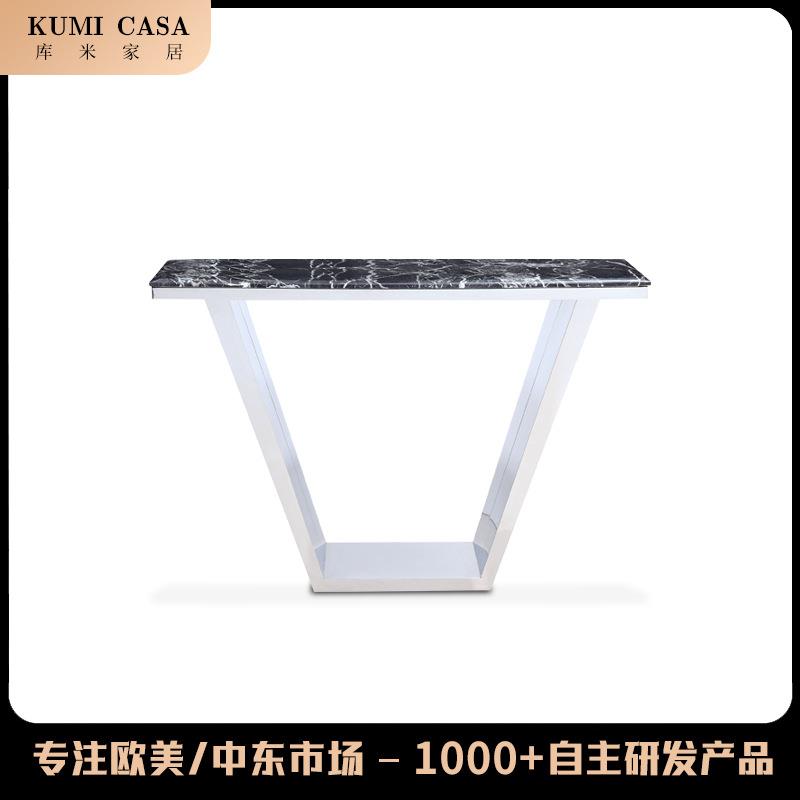 意式玄关台轻奢风现代玄关柜门厅入户不锈钢玄关桌设计师靠墙案几