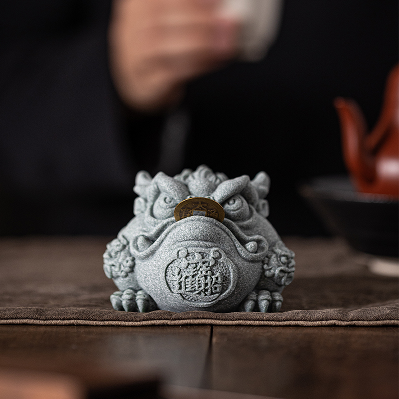 新中式招财三足金蟾茶宠茶玩摆件创意龙蟾茶桌可养盆栽造景装饰品