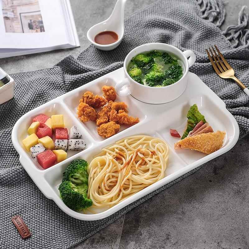 饭盒微波炉成人分格碗盘子陶瓷托盘饭盘分格盘儿童餐盘定量餐