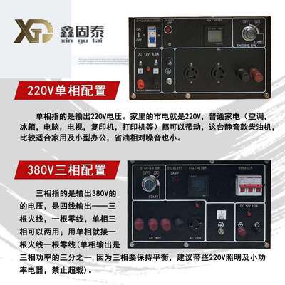 小型静音柴油电机6W//8KW10KW家发用应急电源单XGT-6500K三相380V