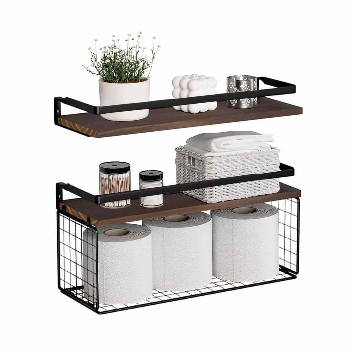 式现货储墙上带架储置浴室木质物物金属支架架架壁挂架篮浮动物