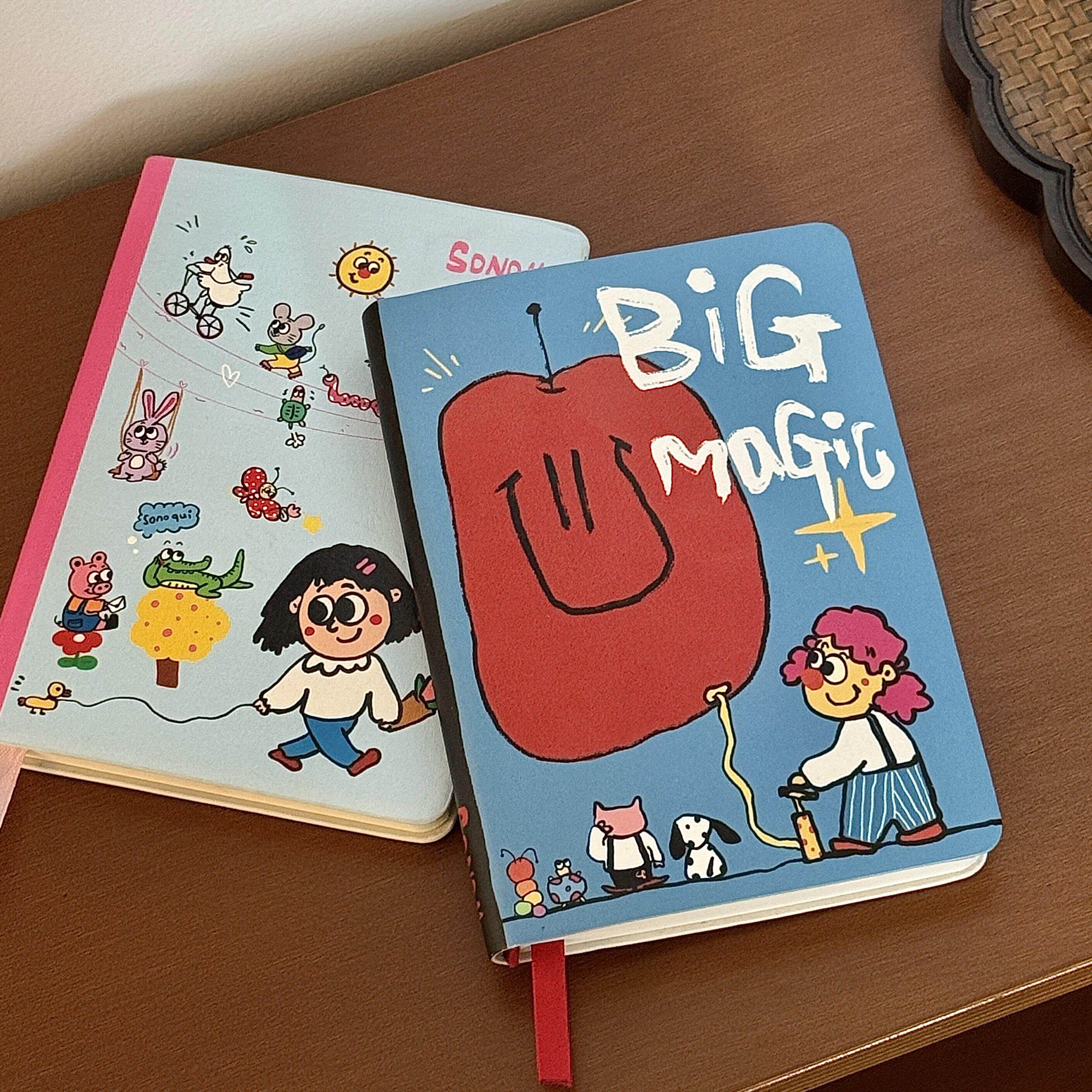 可爱蓝色涂鸦笔记本a6高颜值空白内页初中高校学生日记事手帐本子