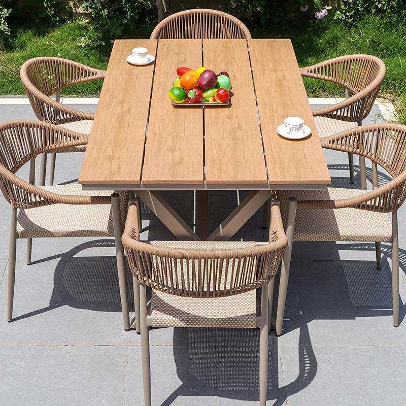 户外藤编休闲桌椅藤椅组合北欧庭院酒店民宿别墅花园防水防晒家具