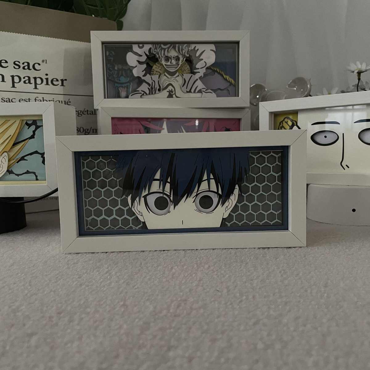 蓝色监狱纸雕灯剪纸日漫手办周边卧室宿舍桌面摆件景品礼物相框灯