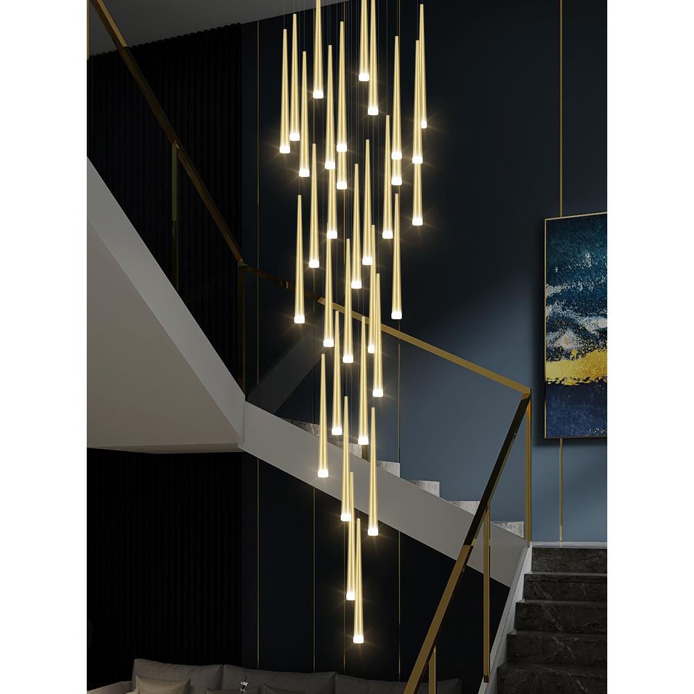 新款创意流星楼梯吊灯复式旋转轻奢简约北欧别墅大气客厅餐厅灯饰