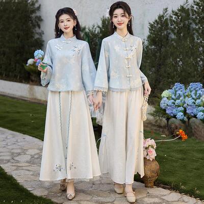 汉服女中国风高端套装春季古风日常可穿改良唐装新中式汉元素古装