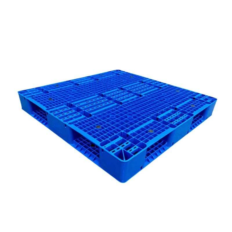 批发1212加厚蓝色双面网格塑料托盘可加8条钢管货架托盘立库卡板