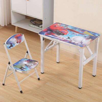 厂家儿童可折写桌可折叠书小学生课桌椅组合幼儿园书学桌餐桌叠字