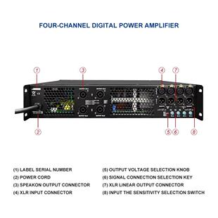 HF413大功率4声道无源8欧姆金属外壳专业扬声器音频放大器2600瓦