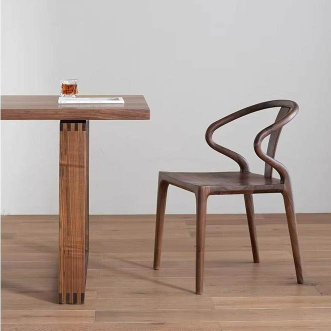 北美黑胡桃木家用餐椅木兰椅现代简约原木实木榫卯结构扶手靠背椅