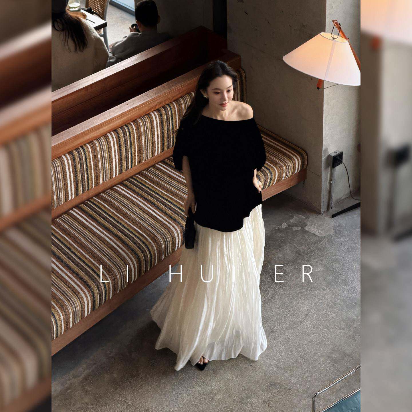 LiHuiEr李慧儿 悬风 白色绝美纱半身裙夏蓬蓬超仙女百褶长裙子女