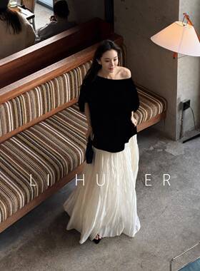 LiHuiEr李慧儿 悬风 白色绝美纱半身裙夏蓬蓬超仙女百褶长裙子女