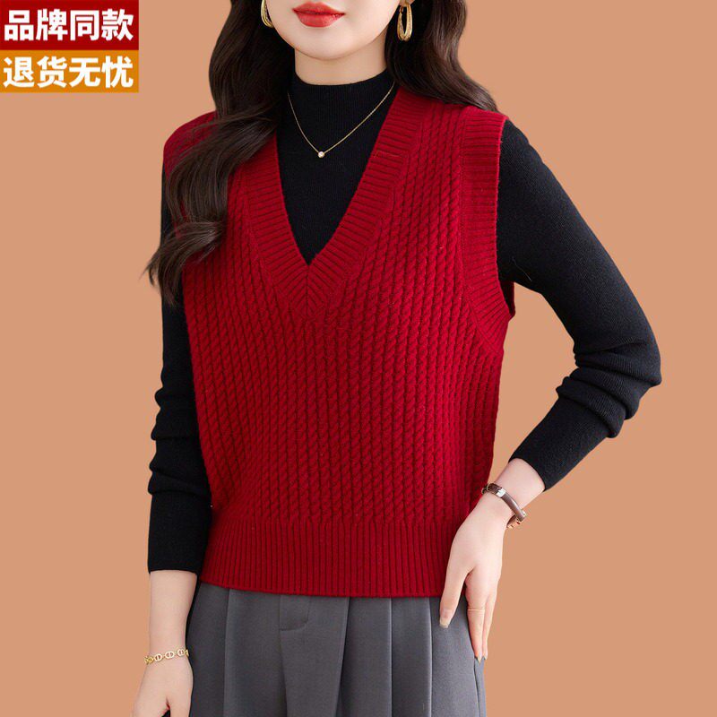 无袖背心马甲女春秋装2026新款洋气可外穿短款叠穿羊毛针织打底衫图片