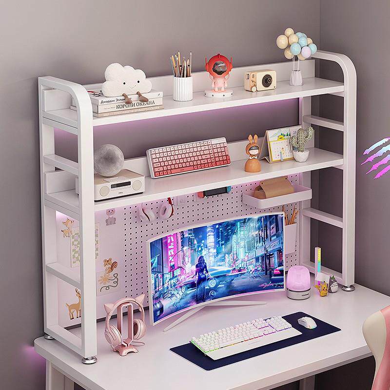 学生家用桌面置物架办公书桌多层铁艺书架电脑桌上洞洞板收纳架