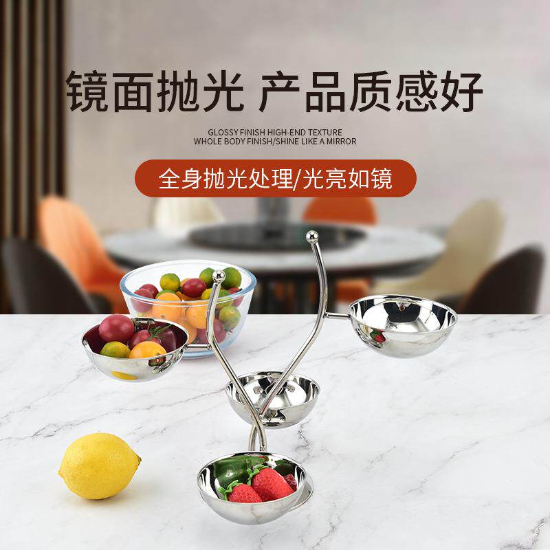 KTV多层不锈钢小吃架酒店水果盘小吃碟创意果碟多用不锈钢味碟