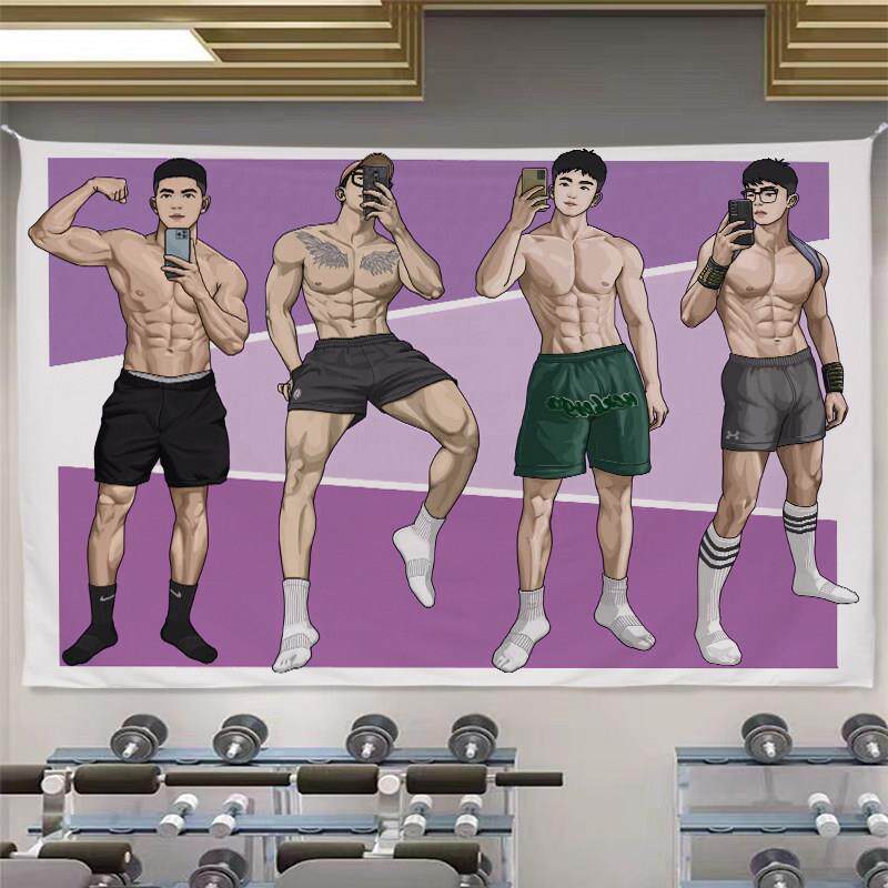 健身背景布挂布宿舍墙壁挂毯卧室床头背景墙挂布出租屋改造背景布