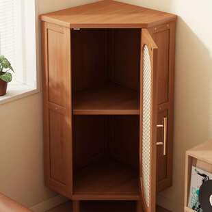 转角型置物架客厅家用复古墙角收纳柜非实木多功能角柜杂物储物柜