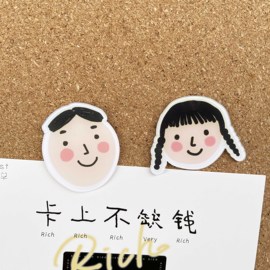 2个男孩女孩头像创意可爱图钉毛毡软木留言板照片墙装饰工字按钉