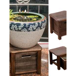 古法鱼缸底座实木凳储物小柜子床头柜小凳子收纳凳子换鞋凳家用