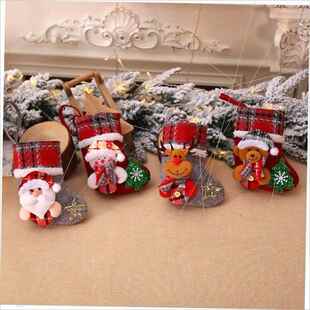 plaid Santa stocking pendant tree figure Christmas