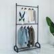 双杆衣帽架家用落地式 收纳货架 双层卧室置挂衣架阳台晾晒衣架服装