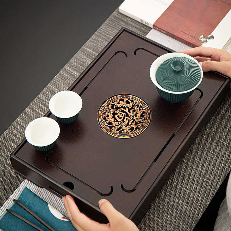茶盘家用简易长方形竹制茶台轻奢功夫茶具储水式小茶台干泡盘小型