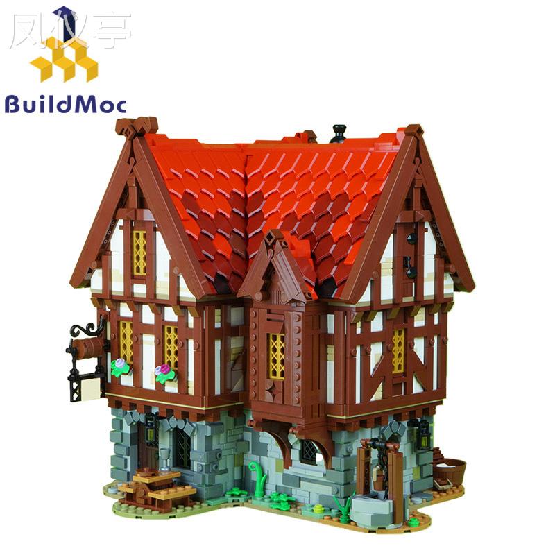 BuildMoc积木玩具街景系列MOC-72838中世纪酒馆中世纪庄园